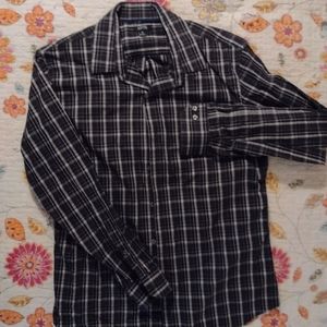 EUC Apt 9 Black and Gray Plaid Shirt